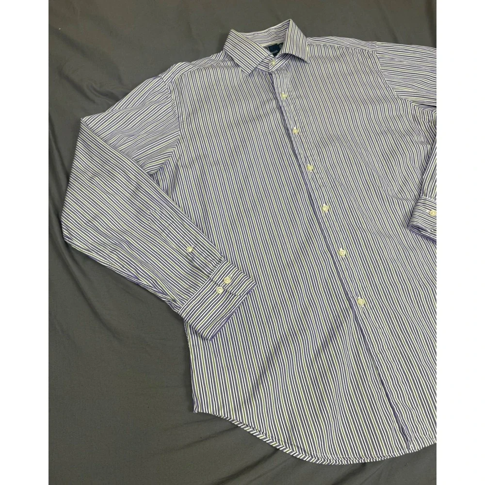 Polo Ralph Lauren Regent Classic Fit Mens 16 34/35 Purple Green Striped Shirt